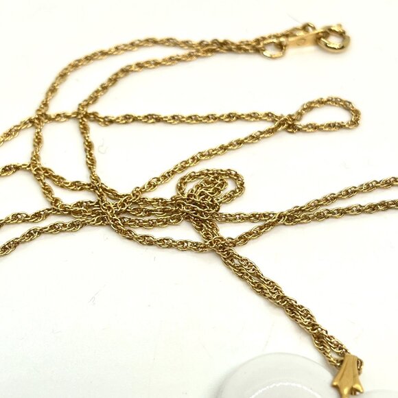 VINTAGE AVON FLORAL Monogram T Heart Pendant Necklace White Porcelain Gold Tone - Picture 11 of 14